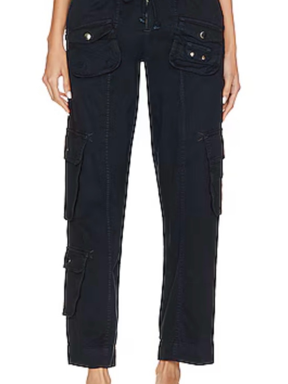 FREE PEOPLE Tahiti Cargo Pocket Utility Pants - Black and Dusty Rose - Picture 10 of 12